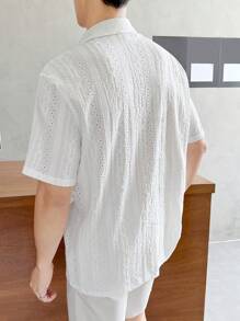 Manfinity RebelGame Nam Chất rắn Nút phía trước Lỏng lẻo Áo sơ mi Without Tee - trắng - Xem 2