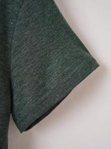 SHEIN LUNE Slogan Graphic Tee - Dark Green - View 4