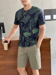 GENTILAND 男士熱帶圖案T恤和短褲 - 彩色 - 查看 3