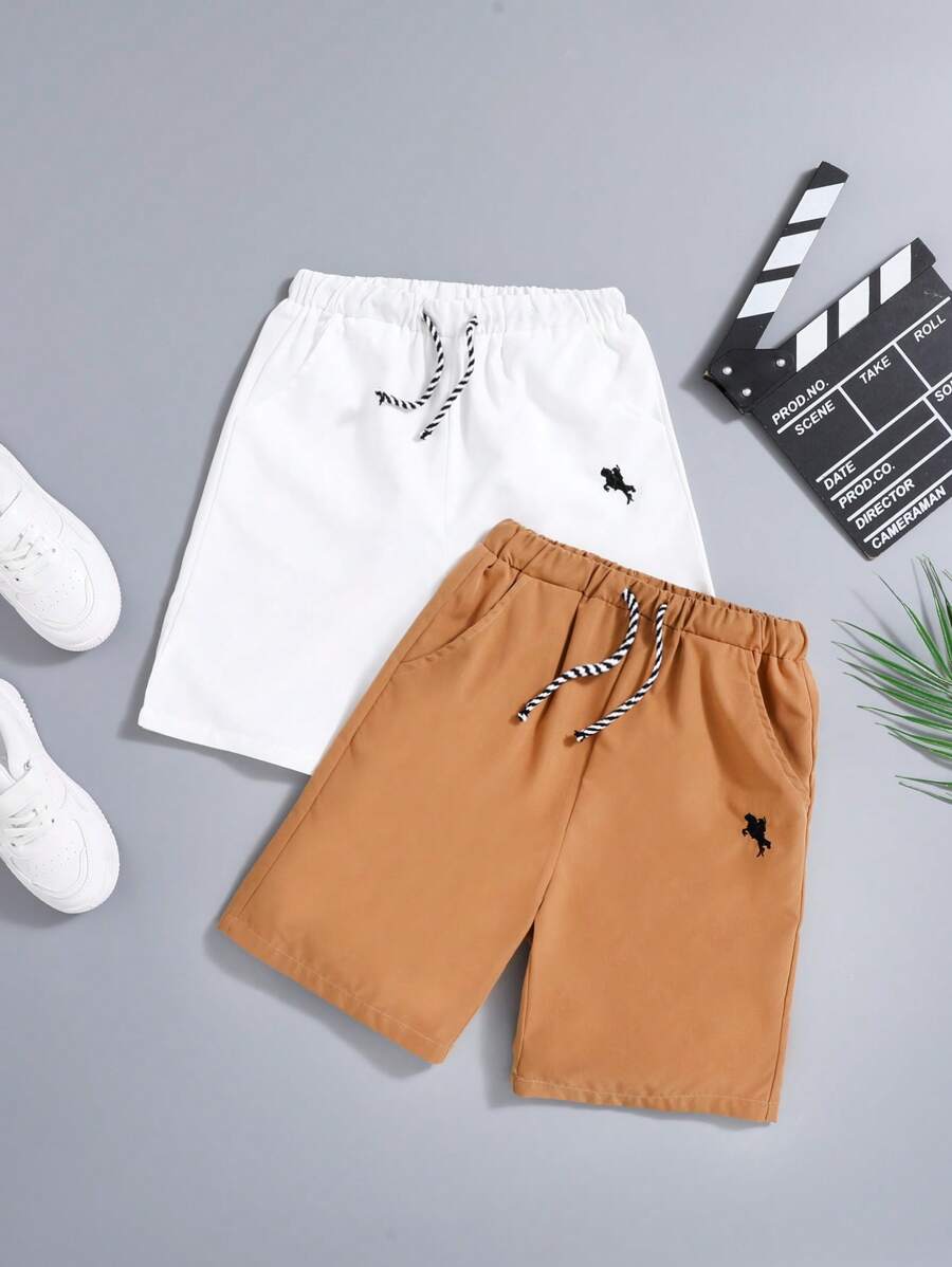 SHEIN 2 quần short dệt cho bé trai (2 màu) - Nhiều màu - Xem 1