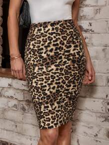 SHEIN Clasi Elegant Dress Women Leopard Print Pencil Skirt - Multicolor - View 4