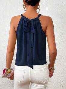 Firerie Top halter monocolore apertura a goccia indietro