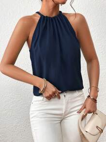 Firerie Top halter monocolore apertura a goccia indietro