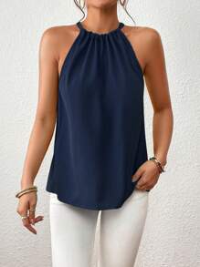 Firerie Top halter monocolore apertura a goccia indietro