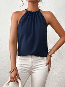 Firerie Top halter monocolore apertura a goccia indietro
