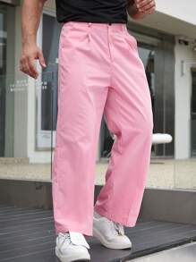 Manfinity Hypemode Men Slant Pocket Straight Leg Suit Pants - Pink - View 6