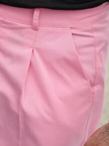 Manfinity Hypemode Men Slant Pocket Straight Leg Suit Pants - Pink - View 7