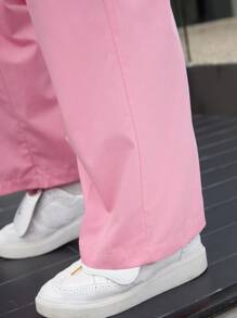 Manfinity Hypemode Men Slant Pocket Straight Leg Suit Pants - Pink - View 8