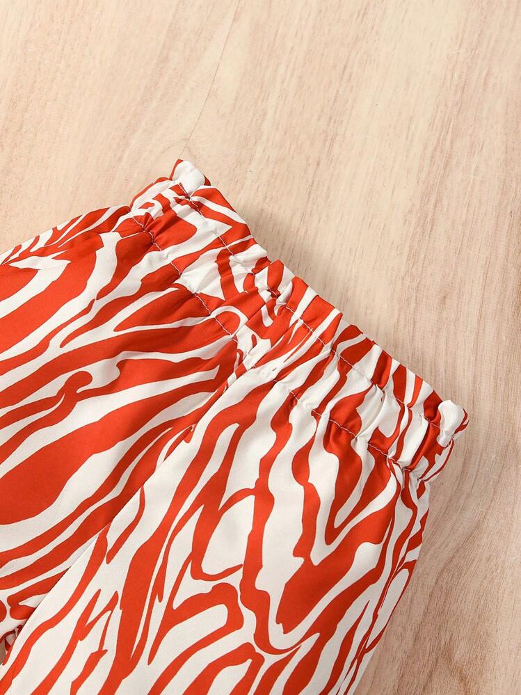 SHEIN Baby Girl Cami Top & Zebra Striped Kimono & Shorts - Multicolor - View 6