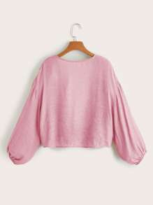 SHEIN Swim Kimono unicolor con cordón delantero - Rosa - Ver 2