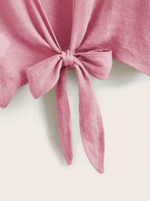 SHEIN Swim Kimono unicolor con cordón delantero - Rosa - Ver 3