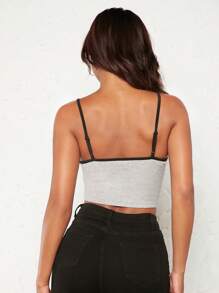 SHEIN BASICS 撞色滾邊吊帶短上衣 - 淺灰色 - 查看 2