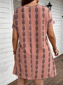 SHEIN LUNE Plus Summer Geo Print Batwing Sleeve Tunic Dress,Beach Dress Sundress,Holiday Outfits Boho - Multicolor - View 2