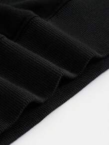 SHEIN BASICS Plus  Solid Round Neck Sweatshirt - Black - View 7