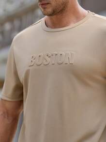 EASEVO Men Plus Letter Embossed Tee - Apricot - View 3