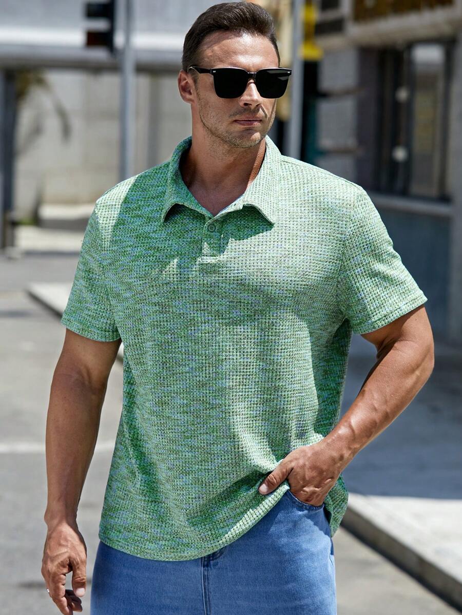 EASEVO Hombres Camisa polo de space dye - verde menta - Ver 1