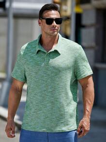 EASEVO Hombres Camisa polo de space dye - verde menta - Ver 5