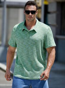 EASEVO Hombres Camisa polo de space dye - verde menta - Ver 7