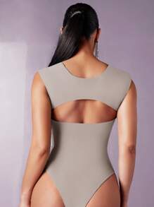 Silquee Solid Sweetheart Neck Bodysuit - Grey - View 5