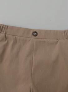 SHEIN 2入組/套夏秋季男孩立領短袖深藍色襯衫卡其色休閒短褲七分褲 - 彩色 - 查看 6