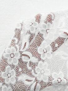 SHEIN Privé Chất rắn Ren Áo ba lỗ & Váy bodycon - trắng - Xem 7