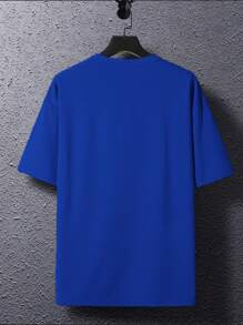 Manfinity Hypemode Loose Fit Men's Photo & Slogan Print Graphic T-Shirt - Blue - View 3