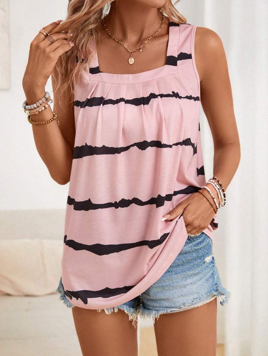 SHEIN LUNE Áo khoác và áo lót dành cho xe tăng nữ Cà vạt nhuộm Giải trí - Hồng - Xem 1