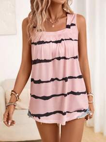 SHEIN LUNE Áo khoác và áo lót dành cho xe tăng nữ Cà vạt nhuộm Giải trí - Hồng - Xem 4