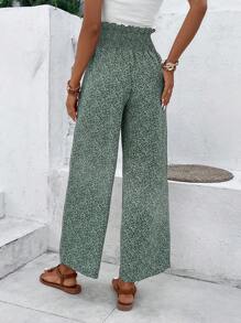 SHEIN Frenchy 碎花紙袋腰闊腿褲