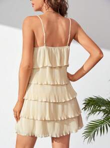 SHEIN Tall 層疊下擺吊帶連衣裙 - 米色 - 查看 2