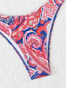 Bộ Bikini Nữ viền lá sen Lộ Lưng Xù nhỏ Buộc lại Paisley - Nhiều màu - Xem 4
