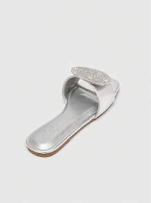 CUCCOO CHICEST Giày nữ đính đá Rhinestone trang trí, dép xăng đan đế bằng màu bạc quyến rũ cho kỳ nghỉ xuân hè Giày dép giảm giá mùa hè Dép xăng đan thanh lịch Halloween Giáng sinh Thu - Bạc - Xem 3