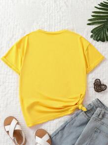 Tops con gái Slogan Giải trí - Màu vàng - Xem 2