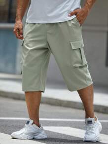 EASEVO Men Plus Flap Pocket Side Cargo Trousers - Mint Green - View 1