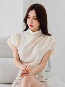 DAZY 素色蝙蝠袖襯衫 - 杏色 - 查看 1