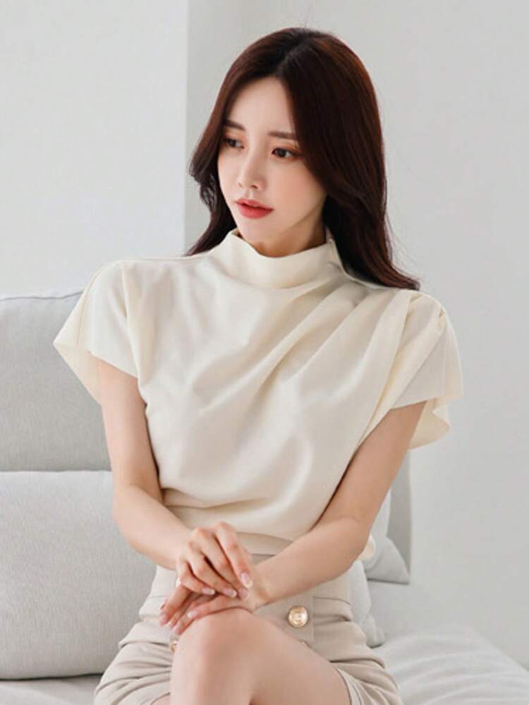 Solid Batwing Sleeve Blouse