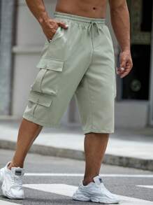 EASEVO Men Plus Flap Pocket Side Cargo Trousers - Mint Green - View 3