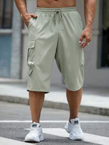 EASEVO Men Plus Flap Pocket Side Cargo Trousers - Mint Green - View 4