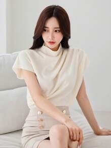 DAZY 素色蝙蝠袖襯衫 - 杏色 - 查看 3