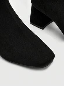 CUCCOO BASICS 女士优雅黑色袜靴，简约方头粗跟一脚蹬靴，适合夏季毕业高跟鞋舞会高跟鞋度假鞋夏季促销圣诞节秋季新年假期 - 黑色 - 查看 4