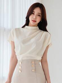 DAZY 素色蝙蝠袖襯衫 - 杏色 - 查看 8