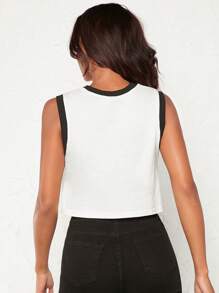 SHEIN BASICS Tương phản ràng buộc Crop Tank Top - trắng - Xem 2