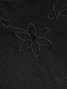 ROMWE Fairycore 印花木耳邊上衣 - 黑色 - 查看 3