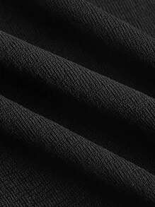 ROMWE Fairycore 印花木耳邊上衣 - 黑色 - 查看 4