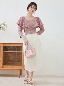 DAZY Áo thun nữ màu trơn Giải trí - Hồng - Xem 4