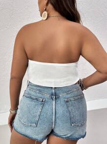 Breezaya Plus Drawstring Front Asymmetrical Hem Tube Top