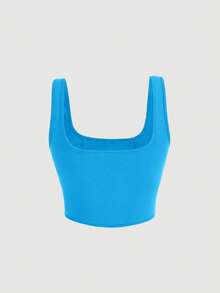 SHEIN MOD Top tank unicolor de cuello scoop - Azul - Ver 2