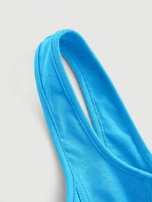SHEIN MOD Top tank unicolor de cuello scoop - Azul - Ver 4