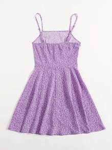 Soleia Plus Allover Plants Cami Dress - Lilac Purple - View 2