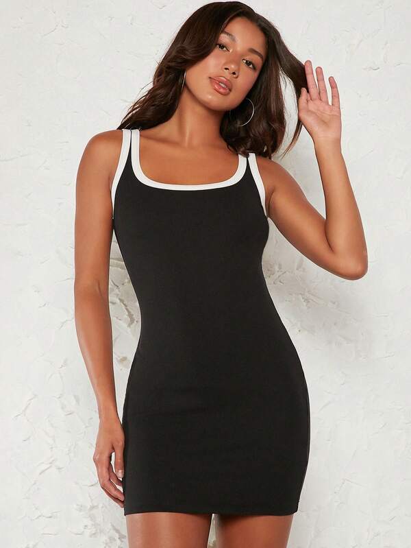 SHEIN BASICS Contrast Binding Tank Dress